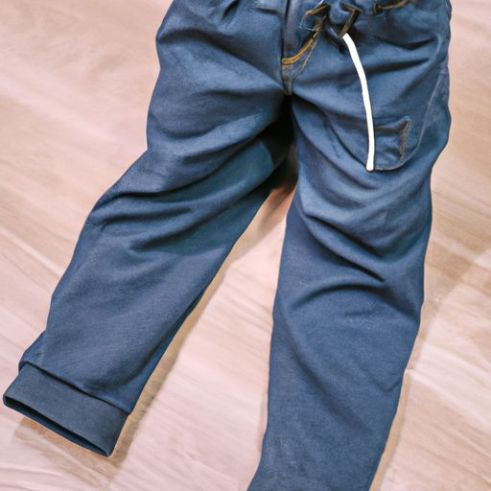 (Vestiti autunnali da 0 a 3 anni) Pantaloni da bambino a gamba larga per bambina Pantaloni casual morbidi stile coreano unisex per bambini Tinta unita Mk199 Jeans con etichetta per bambini