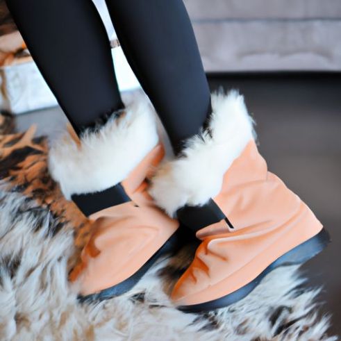 Sepatu Pergelangan Kaki Wanita Musim Dingin Sepatu Wanita Slip-on Hangat Bulu Alami Mewah Kulit Suede Bulu Wanita Sepatu Bot Salju Wanita Ukuran Besar