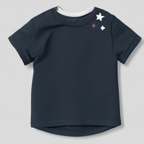 T-Shirt Marine Fille Manche Enfant Col Rond 100% Coton