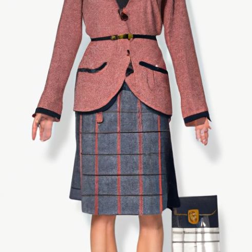 الخريف والشتاء معطف المرأة تانك جودة بلوزة غير رسمية تنورة قصيرة مزيج ثلاث قطع مجموعة بالإضافة إلى حجم المرأة بالجملة مجموعة بالجملة