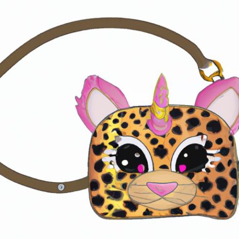 Bolsa crossbody de pelúcia leopardo moda nova moda infantil unicórnio bolsa de ombro gato bonito dos desenhos animados