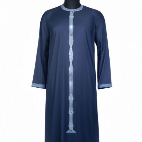 Daily Thobe 터키 디자인 맥시 드레스 abaya 긴 소매 남성 Kaftan 인기 Jilbab 아랍어 남성 성인 고품질 이슬람 의류 네이비 블루