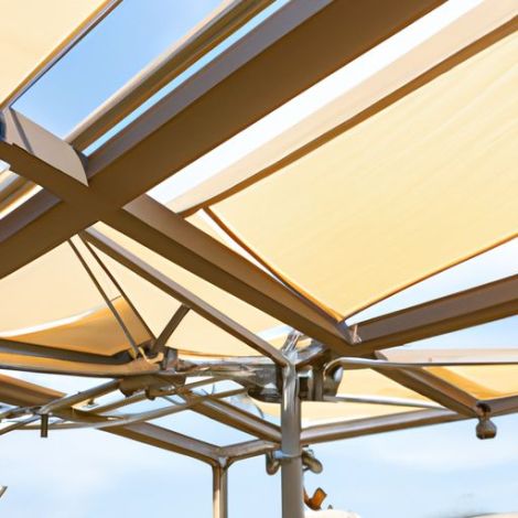 برجولة من الألومنيوم، سقف برجولة خارجي قابل للسحب مع مظلة شمسية حديثة للشواية
