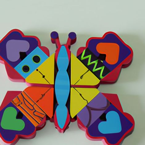 Juguete (tipo mariposa) rompecabezas 3D, rompecabezas para niños pequeños, rompecabezas, bloques, aprendizaje para niños, educativo Montessori de madera