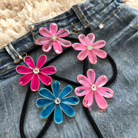 Gekleurde hars bloem concho's legering riemen gevlochten elastische nieuwkomers vrouw jeans ketting