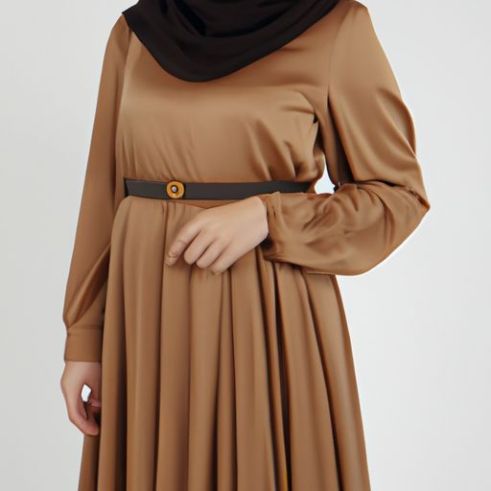 Abito musulmano da donna Manica lunga pezzo abaya Cintura veste Abito modesto Abito lungo Abaya arruffato è Rankavtan all'ingrosso S-2XL Taglie forti