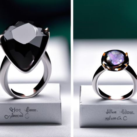 솔리테어 마제스틱 다이아몬드 반지 흑요석 원석 반지 VS 랩 그로운 다이아몬드 반지 베스트 셀러 클래식 디자인 1캐럿